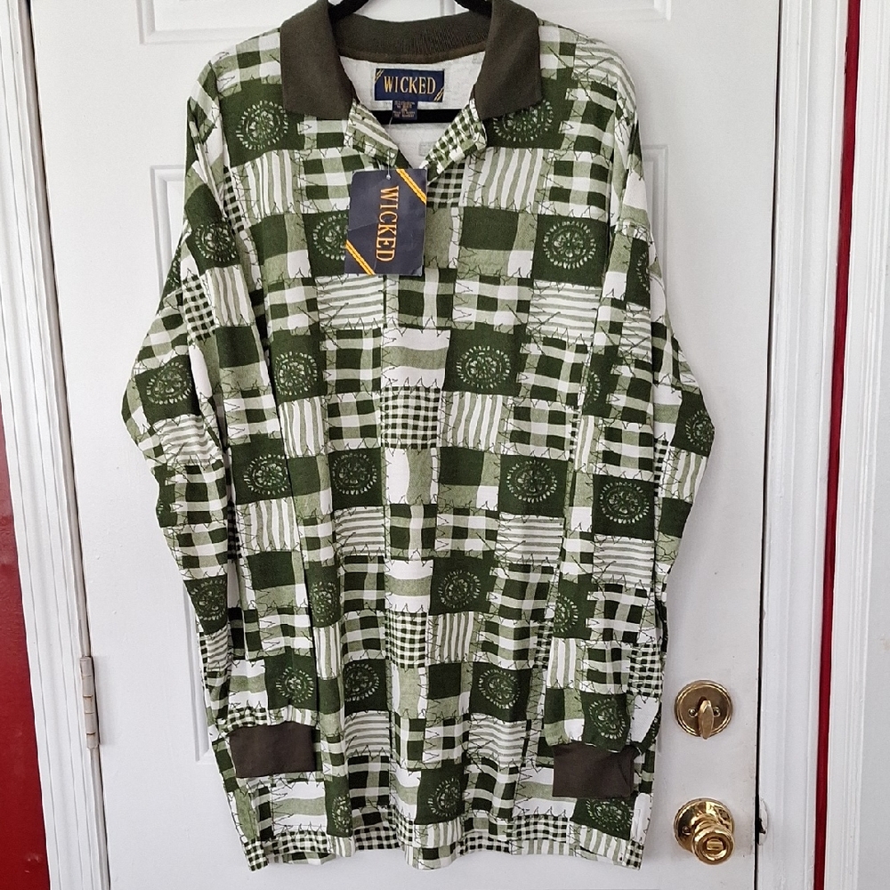 Wicked Vintage Green Patterned Men's 'Street Style' Casual Shirt.